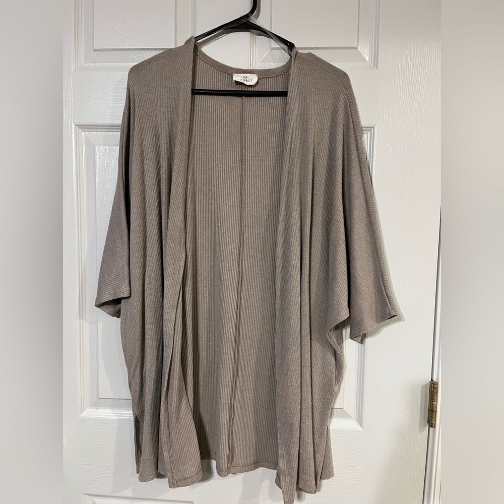 Hopely Women’s Tan Ribbed Open Front Cardigan Onesize